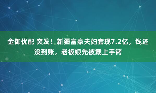 金御优配 突发！新疆富豪夫妇套现7.2亿，钱还没到账，老板娘先被戴上手铐