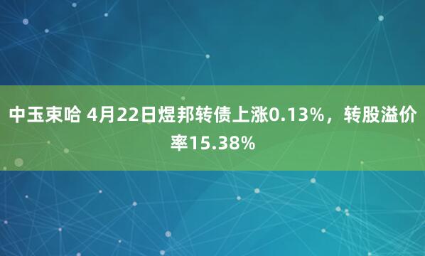 中玉束哈 4月22日煜邦转债上涨0.13%，转股溢价率15.38%