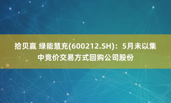 拾贝赢 绿能慧充(600212.SH)：5月未以集中竞价交易方式回购公司股份